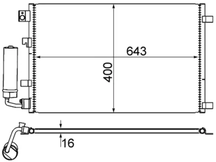 Радиатор кондиционера Qashqai 1.6-2.0 07-13 MAHLE / KNECHT AC 604 001S