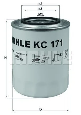 Фильтр топливный MAHLE / KNECHT KC171 (фото 1)