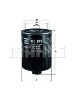 Фильтр масляный Mahle Renault MAHLE / KNECHT OC199