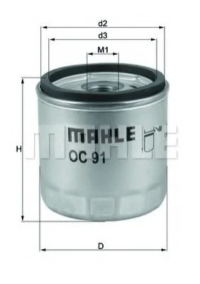 Фільтр масляний MAHLE / KNECHT OC91D1 (фото 1)
