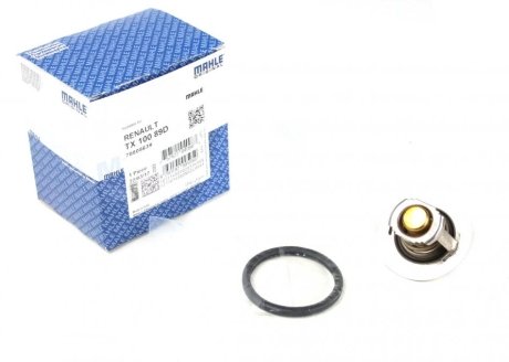 Термостат системи охолодження (89°C) DACIA DOKKER/MINIVAN, DUSTER, DUSTER/SUV, LODGY, LOGAN, LOGAN EXPRESS, LOGAN II, LOGAN MCV, SANDERO, SANDERO II, SOLENZA, SUPERNOVA LADA LARGUS 1.0-3.0D 06.95- MAHLE / KNECHT TX 100 89D