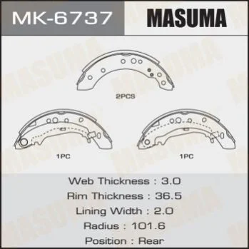Колодки гальмівні стояночного гальма (MK-6737) MASUMA MK6737 (фото 1)