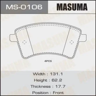Колодки тормозные передн MERCEDES-BENZ 109 CDI (415.601, 415.603, 415.605), 108 CDI (415.601, 415.603), 112 (415.603), (MS-0106) MASUMA MS0106