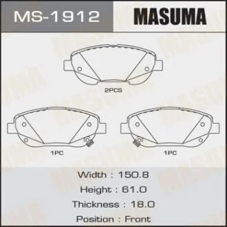 Гальмівні колодки передня AN-8196WK, NP1158, P83148  MASUMA MS1912