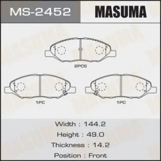 Колодки тормозные передн Nissan Note (05-12), Tida (04-12) (MS-2452) MASUMA MS2452