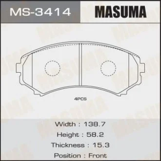 Колодки тормозные передн Mitsubishi Pajero (00-) (MS-3414) MASUMA MS3414