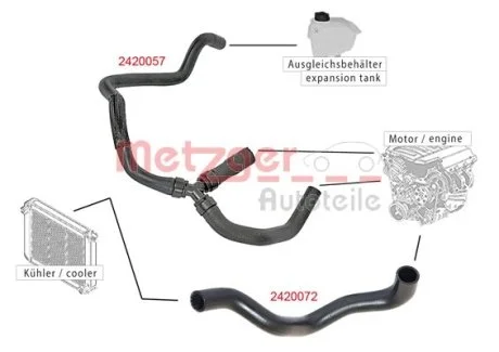 Патрубок системы охлаждения резиновый с фитингами METZGER 2420057