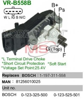Регулятор напряжения генератора MOBILETRON VRB558B