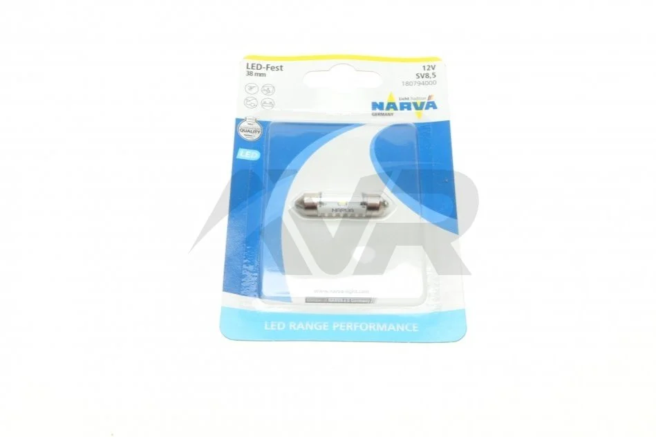 Автолампа 12V 0,6W SV8.5 (9.8x38mm) Festoon (LED) (блістер/1шт) NARVA 180794000 (фото 1)