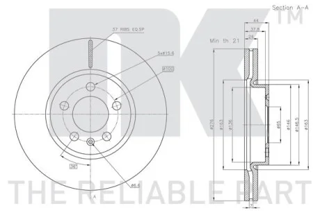 Диск тормозной невентилированный NK 3147177