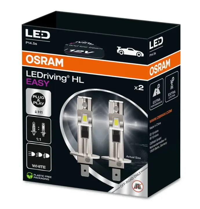 Автолампа Osram LED H1 12V 9W 6500K P14.5S (к/т 2 шт) OSRAM 64150DWESY-2HB (фото 1)