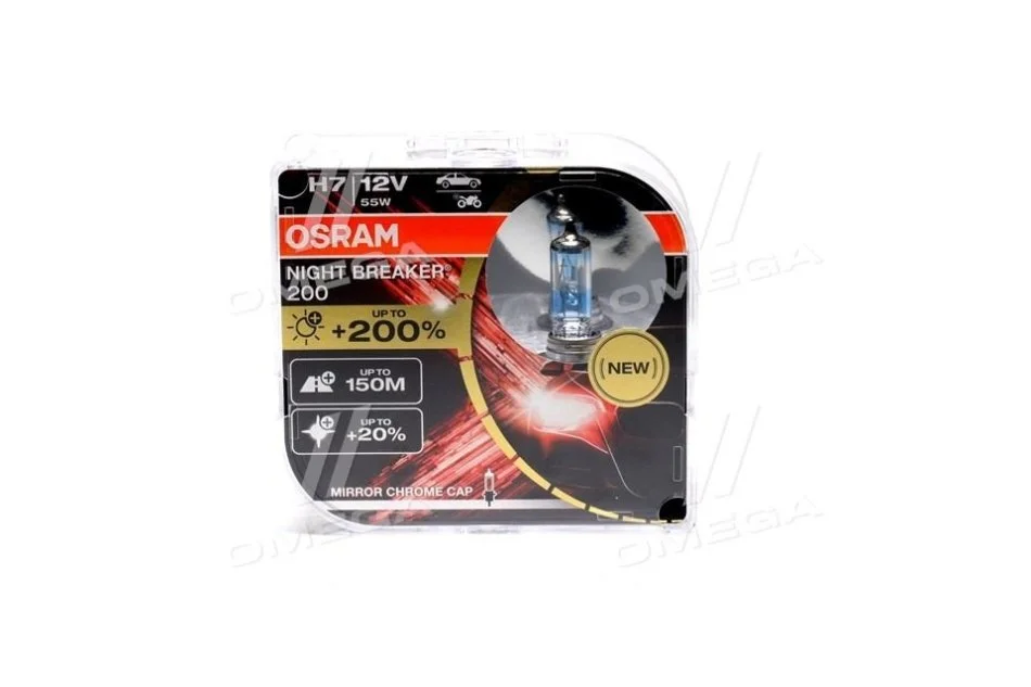 ЛАМПА H7 PX26d 12V 55W NIGHT BREAKER +200% 3700K - заміна на 64210NB200-2HB OSRAM 64210NB200-HCB (фото 1)