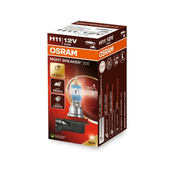 Лампа (картон 1шт) H11 12В PGJ 19-2 NIGHT BREAKER 220, Білий 3700K OSRAM 64211NB220 (фото 1)