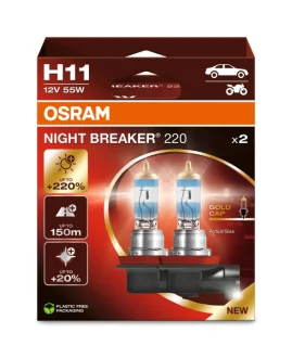 Лампа (Набір 2шт) H11 12В PGJ 19-2 NIGHT BREAKER 220, Білий 3700K OSRAM 64211NB220-2HB