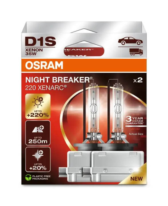 Лампа (Набір 2шт) D1S 85В 35Вт PK32D-2 XENARC NIGHT BREAKER 220, Теплий білий 4500K OSRAM 66140XN22HB (фото 1)