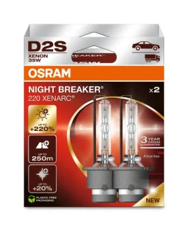 Лампа (Набір 2шт) D2S 85В 35Вт P32D-2 XENARC NIGHT BREAKER 220, Білий 4500K OSRAM 66240XN22HB