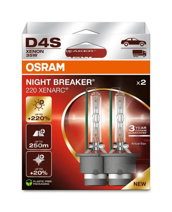 Лампа (Набір 2шт) D4S 42В 35Вт P32D-5 XENARC NIGHT BREAKER 220, Білий 4500K OSRAM 66440XN2-2HB (фото 1)
