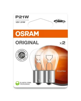 Лампа (упаковка-блістер 2шт) P21W 12В 21Вт BA15S основна лампа Standard OSRAM 75062BL