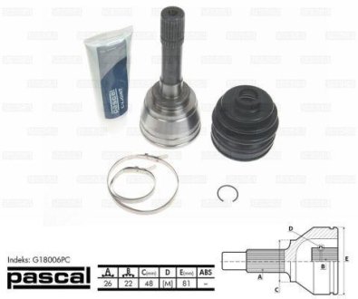 Шрус (комплект) PASCAL G18006PC