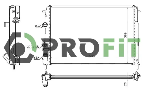 Радіатор охолоджування PROFIT 1740-0176 (фото 1)