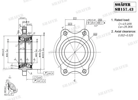 Підшипник передній Audi A4, A5, A6, A7, 08-,, ABS+, монт. ккт.+ SHAFER SH15743K