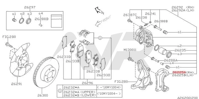 Корпус суппорта переднього правий SUBARU 26225AG080 (фото 1)