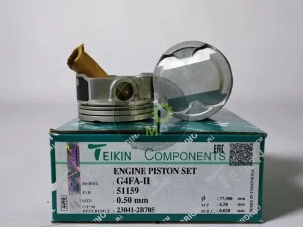 Поршень ДВЗ 0.5 (4шт.+пальцы) Hyundai Solaris (14-), KIA Rio (11-) (G4FA-II) 1.4 DOHC MPI (51159-050) TEIKIN 51159050