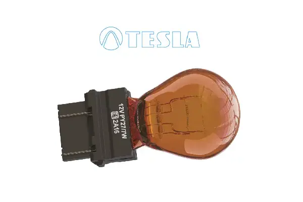 Лампа розжарювання 12V PY27/7W 27/7W WX2,5x16q AMBER (оранж) (кратно 10) Tesla TESLA B77321 (фото 1)