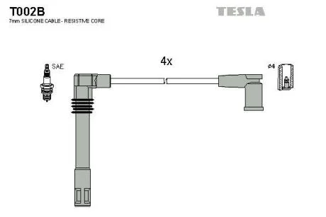 Провода высоковольтные (к-кт) SKODA OCTAVIA I 1.8i  BLATNA TESLA T002B