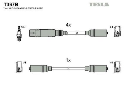 Провода высоковольтные, комплект TESLA T067B
