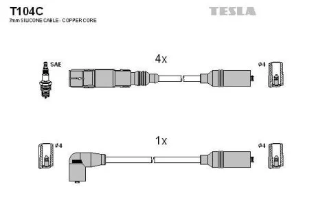 Провода высоковольтные, комплект TESLA T104C