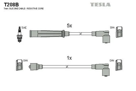 Провода высоковольтные, комплект TESLA T208B