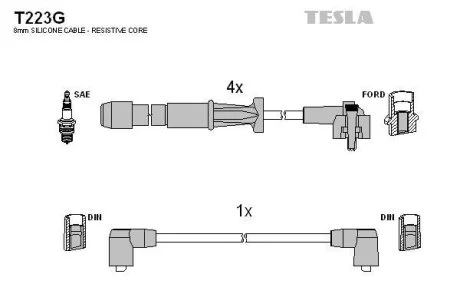 Провода высоковольтные, комплект TESLA T223G