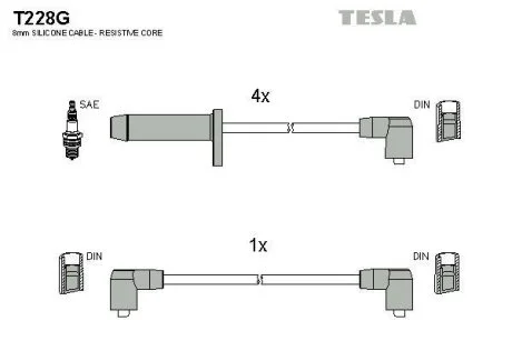 Провода высоковольтные, комплект TESLA T228G