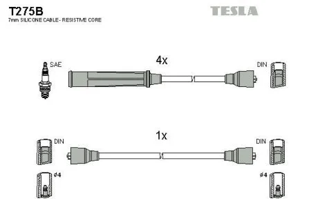 Провода высоковольтные, комплект TESLA T275B