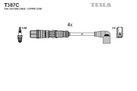 Провода высоковольтные, комплект TESLA T387C
