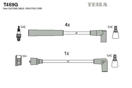 Провода высоковольтные, комплект TESLA T469G