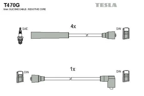 Провода высоковольтные, комплект TESLA T470G