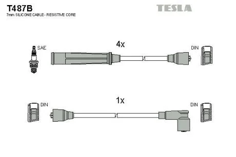 Провода высоковольтные, комплект TESLA T487B
