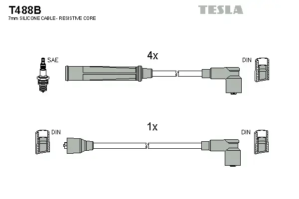 Провода высоковольтные, комплект TESLA T488B (фото 1)