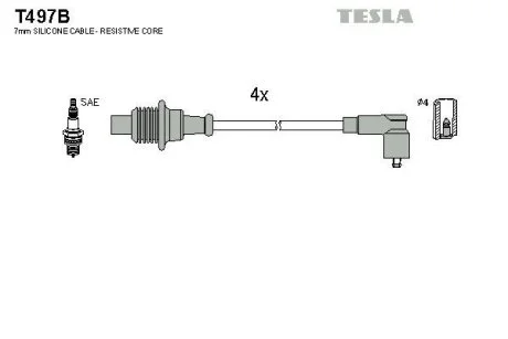 Провода высоковольтные, комплект Peugeot 406 1.6 (95-04),Peugeot 406 1.8 (97-04)  BLATNA TESLA T497B