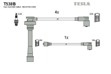 Провода высоковольтные, комплект TESLA T538B