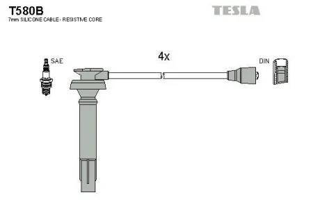 Провода высоковольтные, комплект TESLA T580B