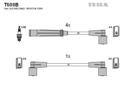 Провода высоковольтные, комплект TESLA T608B