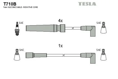 Провода свечные Нексия 1,5 16V/Эсперо (силикон) Tesla TESLA T710B