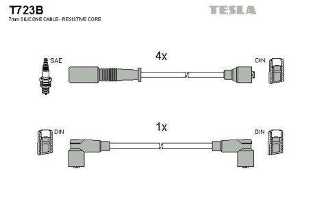 Провода высоковольтные, комплект TESLA T723B