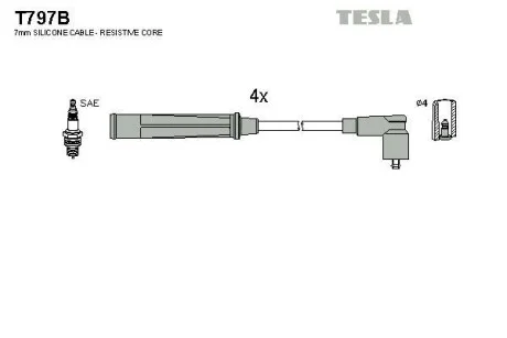 Провода высоковольтные, комплект TESLA T797B
