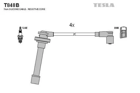 Провід високовольтні, комплект Nissan Primera 1.6 (96-02)  BLATNA TESLA T848B