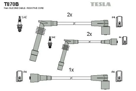 Провода высоковольтные, комплект Opel Vectra b 1.6 (95-03),Opel Vectra b 1.6 (95-02)  BLATNA TESLA T870B