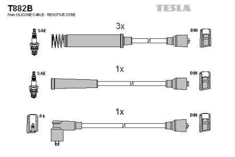 Провода высоковольтные, комплект TESLA T882B